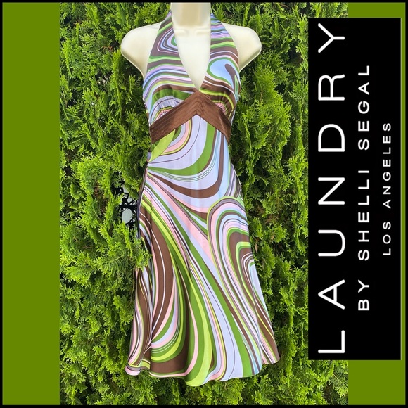 LAUNDRY BY SHELLI SEGAL SILK ABSTRACT DESIGN DRESS - Picture 9 of 9